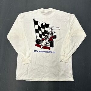 Vintage 1992 F1 racing long sleeve white graphic tee shirt tshirt